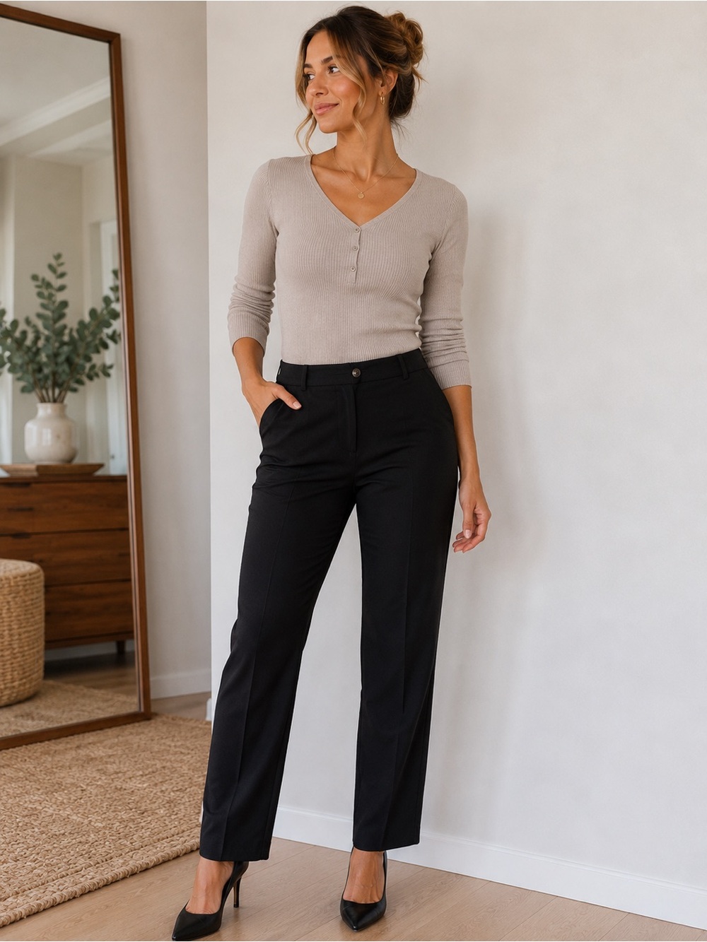 Orvis Women’s Size 10 Black Wool Blend Straight Leg Dress Pants Trousers Career